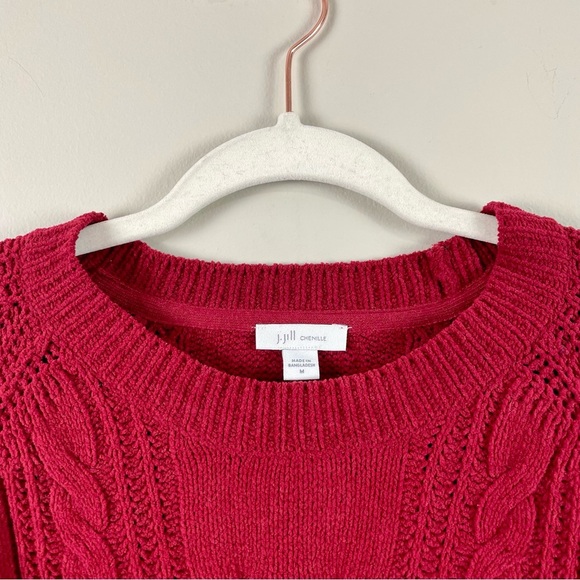 J. Jill NWT Chenille Cabled Tunic In Cherrywine Color Size Medium - Picture 2 of 14